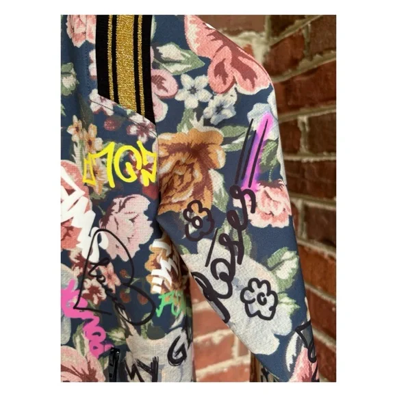 NWOT Anthro Twinset Milano For Sienna Miller Graffiti Bomber Jacket Size Girls 8